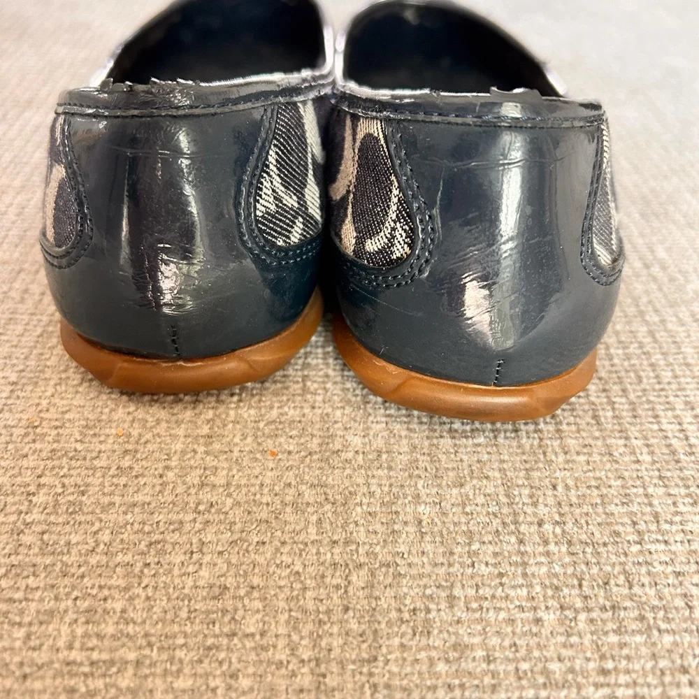 Coach Women's Canvas Leather Signature Slip-On Ballet Flats Blue Size 8 - Picture 3 of 8